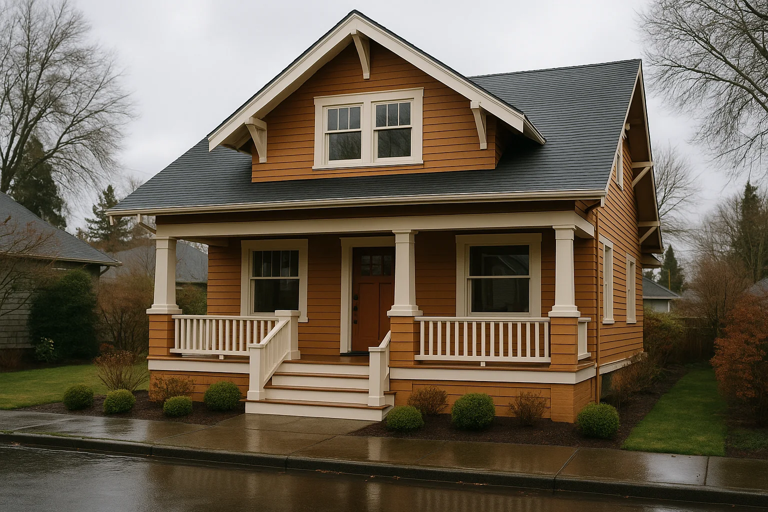 Freshly painted Portland craftsman exterior with crisp trim