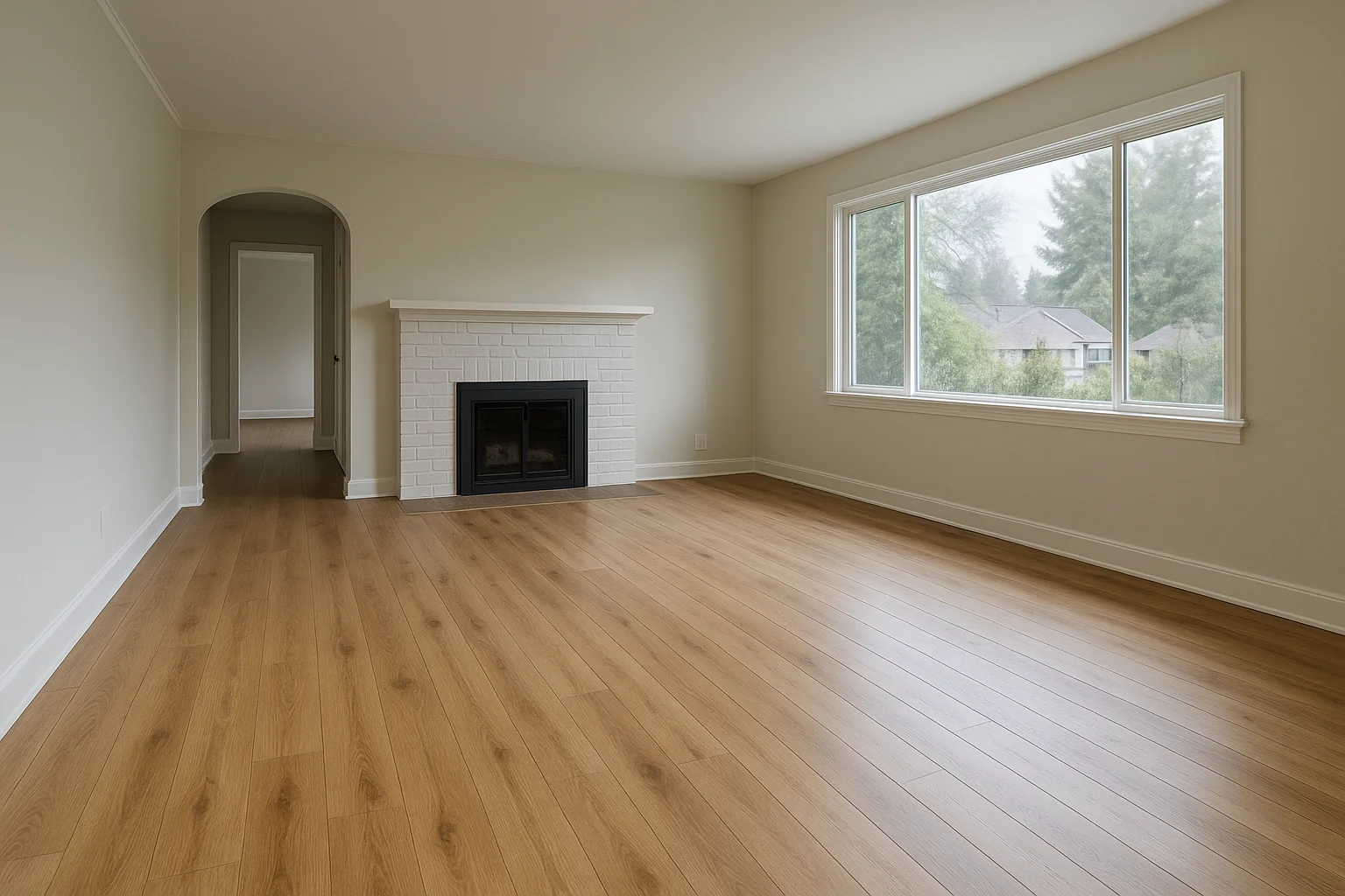 New luxury vinyl plank flooring in a Portland home living space